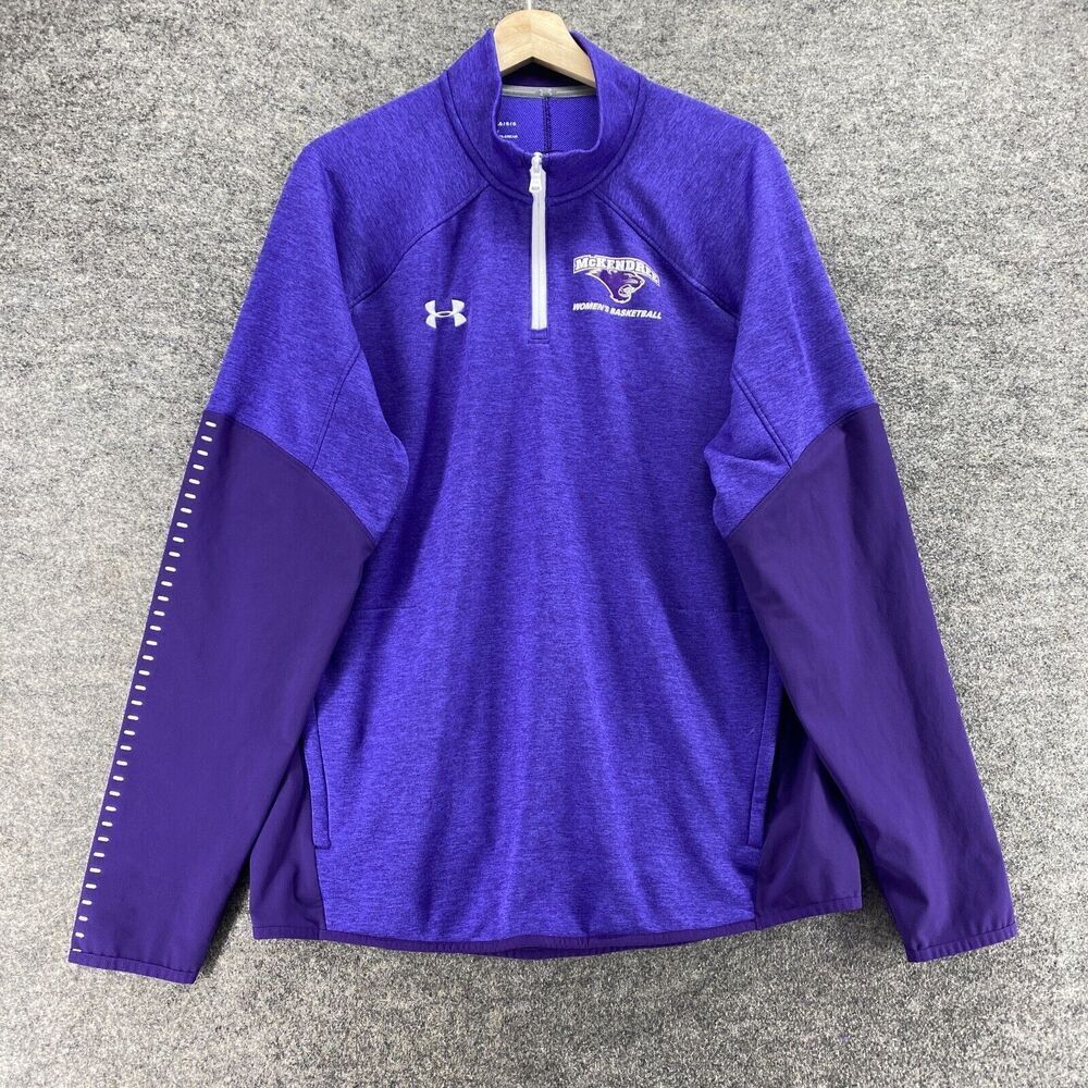 Under Armour Activewear Track Jacket Women L Large Blue Basketball 1/4 Zip